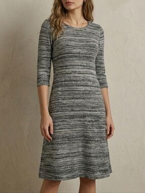 Sz 2 Claudie Pierlot Heathered Grey Silver Knit Three-Quarter Sleeve Dress